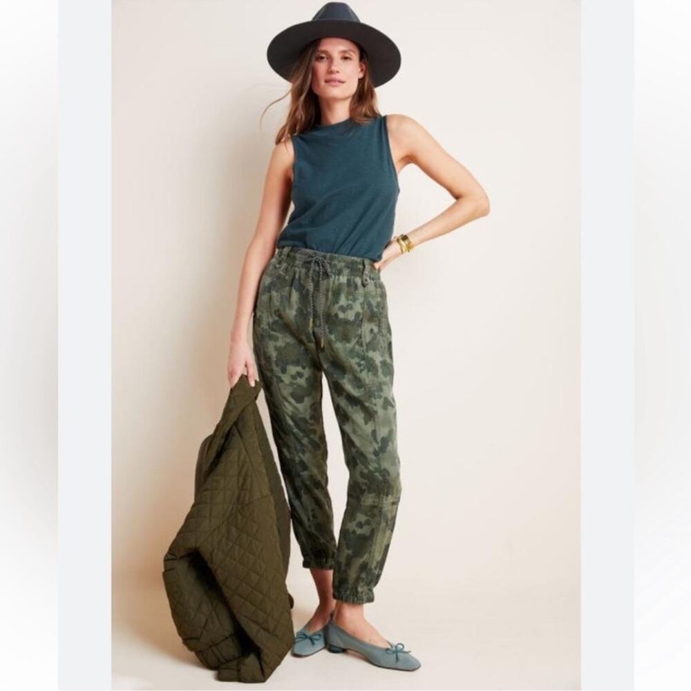 Anthropologie Olive Green Camouflage Joggers